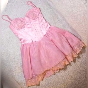 SOLD!-Sugar Thrillz: Certain Flair Baby Pink Corset Dress Sz XS, BNWT Dolls Kill